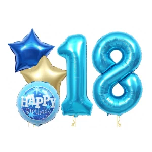 Celebre seu 18º aniversário com estilo usando este incrível kit de balões azuis.