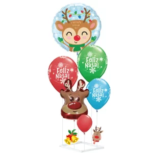Este kit inclui 6 balões temáticos de Natal em uma vibrante cor vermelha
