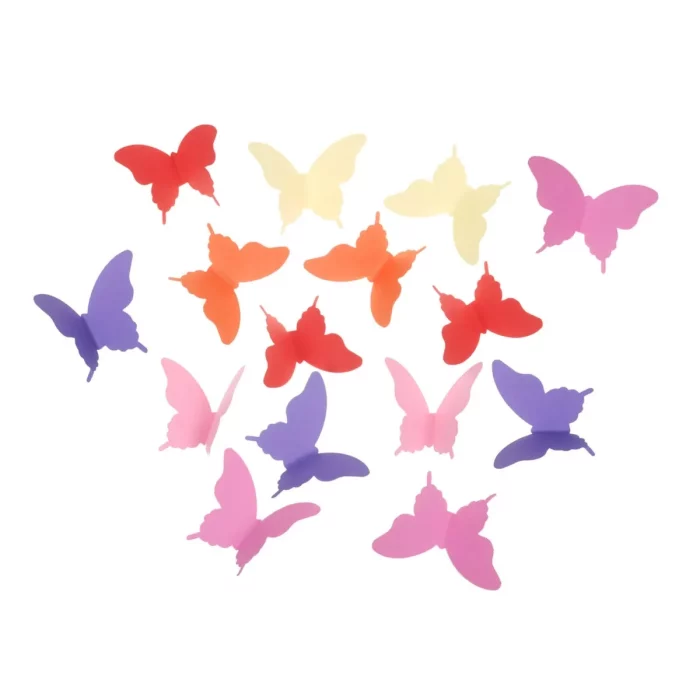 Produto contém 12 peças de grinaldas estilizadas como borboletas para tornar a decoração da sua festa de aniversário vibrante e alegre.Grinaldas de borboleta de cores vivas e atraentes