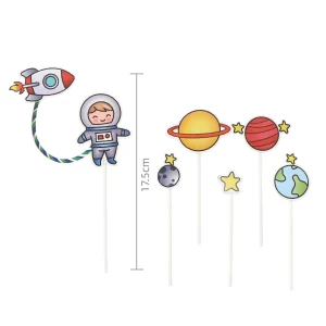 Traga um toque criativo e adicione uma atmosfera divertida à sua festa com nosso Topo de Bolo com tema de universo.O pacote inclui uma variedade de seis toppers vibrantes e coloridos