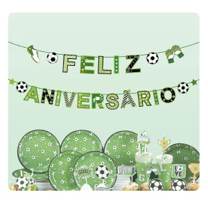 Grinalda temática de aniversário com design de futebol