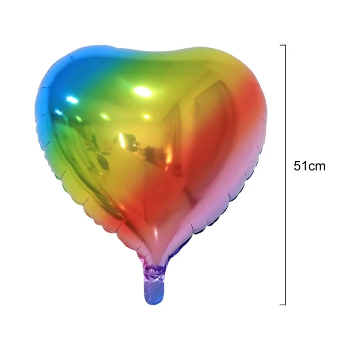 Balão de coração arco-íris premium