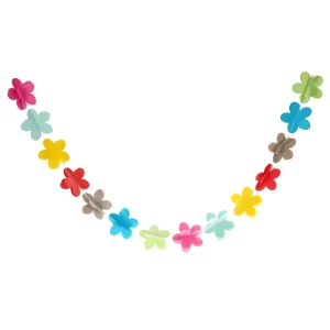 Grinalda de papel colorida de três camadas perfeita para qualquer comemoração de aniversário.Lindas flores coloridas que adicionam um toque festivo a qualquer ambiente.Vem em um pacote de 1