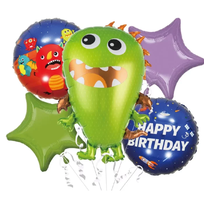 Este conjunto contém 5 balões de alta qualidade na cor verde vivante.Cada balão apresenta um design divertido e único do monstro alienígena.O kit é perfeito para adicionar um toque lúdico a qualquer festa ou celebração. Kit de balões verde alienígena