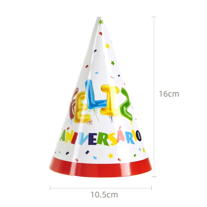 Chapeu de papel feito de alumínio de alta qualidade garantindo durabilidade e reutilização.Ideal para celebrações de aniversário