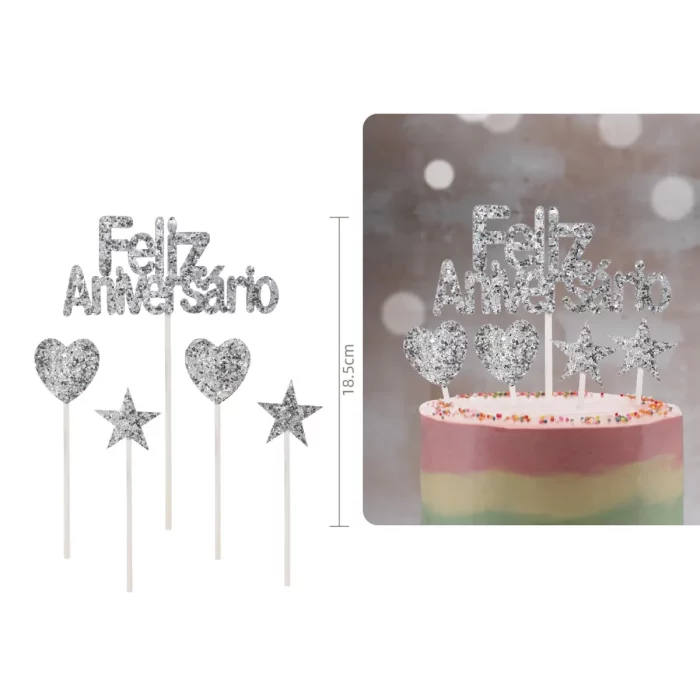 Ideal para celebrações de aniversário com seu design de 'FELIZ ANIVERSARIO'.O pacote inclui 5 unidades