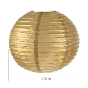 Lanterna decorativa confeccionada em papel de alta qualidade com acabamento dourado