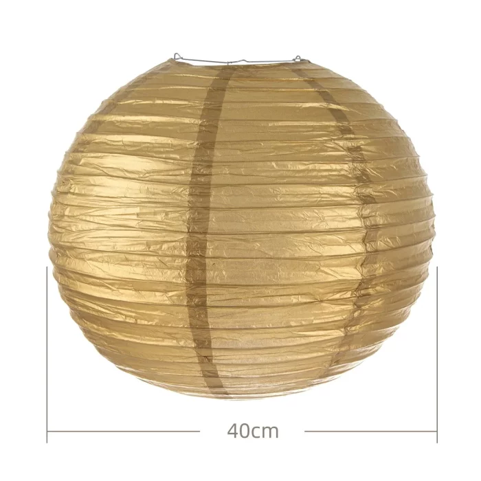Lanterna decorativa confeccionada em papel de alta qualidade com acabamento dourado