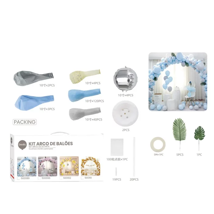 Este kit de arco de balões possui 173 peças