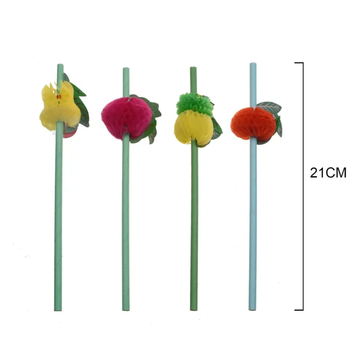 Este pacote contém 6 palhinhas decorativas de frutas