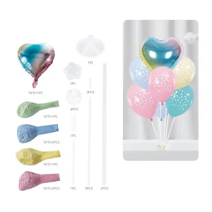 Kit de 7 balões coloridos de alta qualidade com tema de aniversário.Inclui suportes para uma montagem fácil e estável.Balões de 18 polegadas de diâmetro