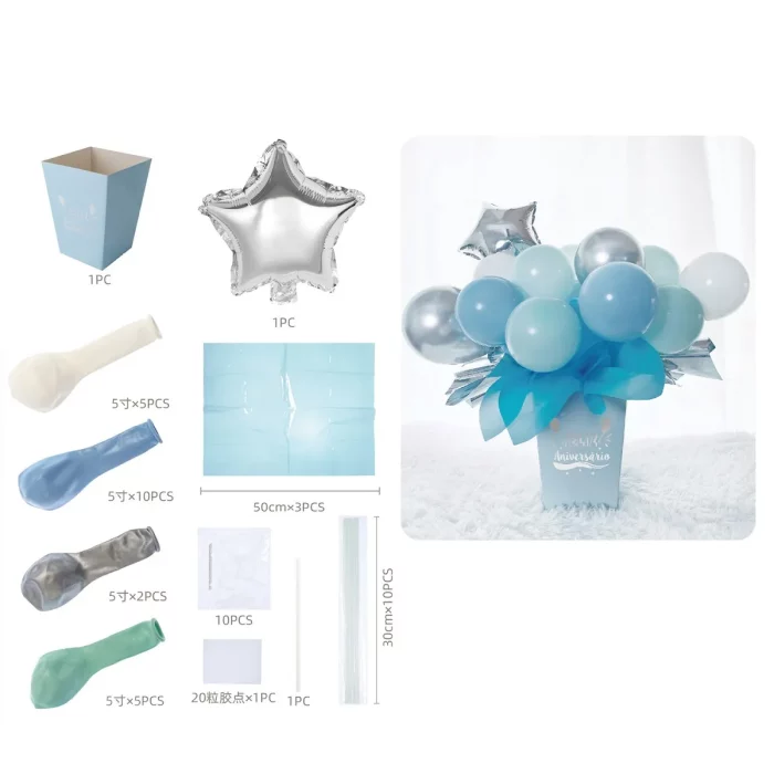 Este Kit de Balões Azuis específicos para aniversário contém 23 peças