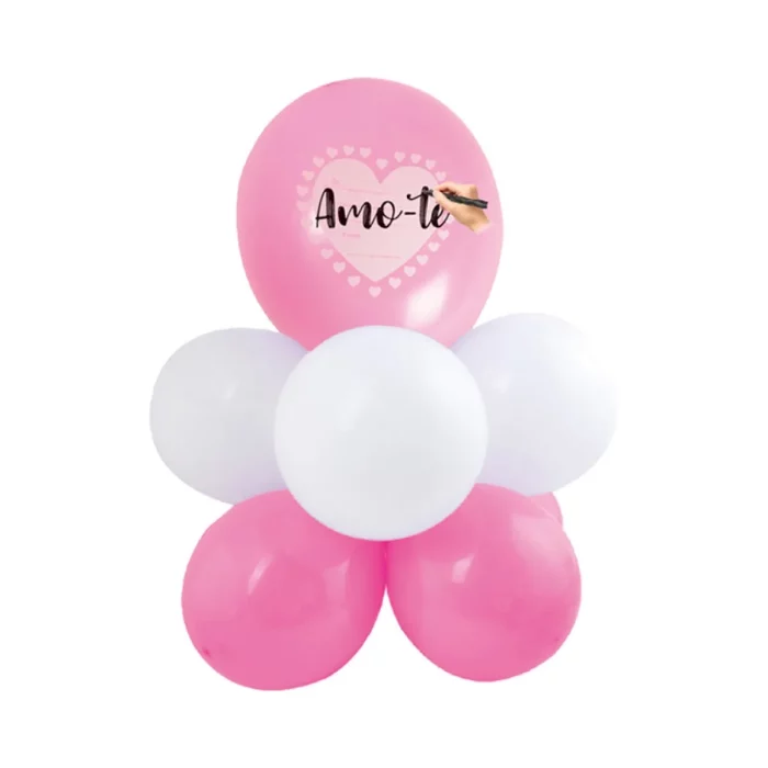 Conjunto de 9pcs de balões rosa em formato de coração