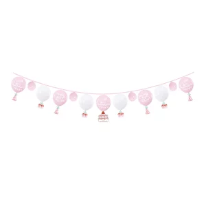 Este kit de aniversário inclui uma grinalda de 4m e 17 balões para a decoração perfeita.No padrão Feliz Aniversário