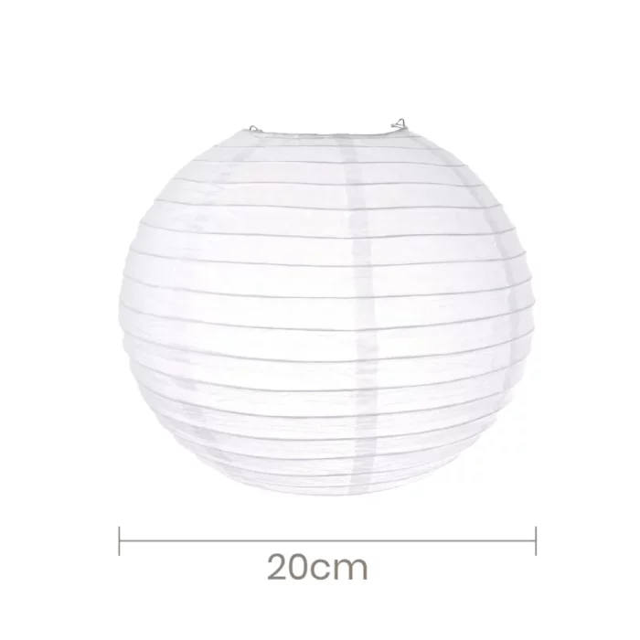 Lanterna de papel branca de 20cm perfeita para realçar decorações de aniversário.Fácil de montar