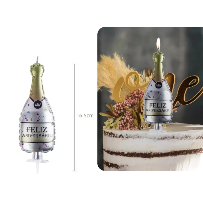 Design brilhante prateado que adiciona um toque de luxo ao bolo de aniversário.Estando fluorescente