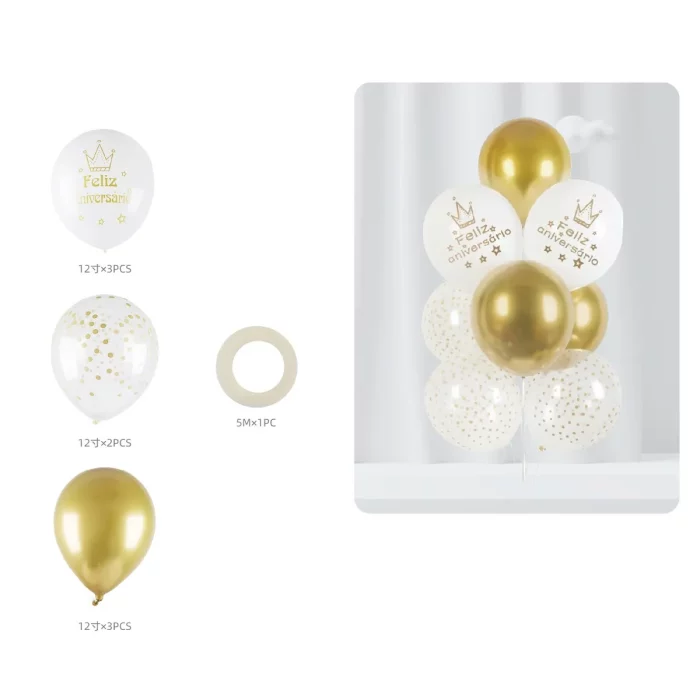 Este kit contém 8 balões coloridos premium para dar vida às suas celebrações de aniversário.Os balões são duráveis e podem ser reutilizados para várias festas. Complete a sua decoração de aniversário com o nosso exclusivo kit de balões coloridos! Perfeito para tornar qualquer festa mais animada e divertida.