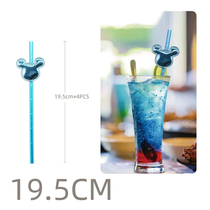 Este pack contém 5 palhinhas de alta qualidade de PU Mickey Azul com um detalhe em dourado. 2. Cada palinha tem um design de Mickey