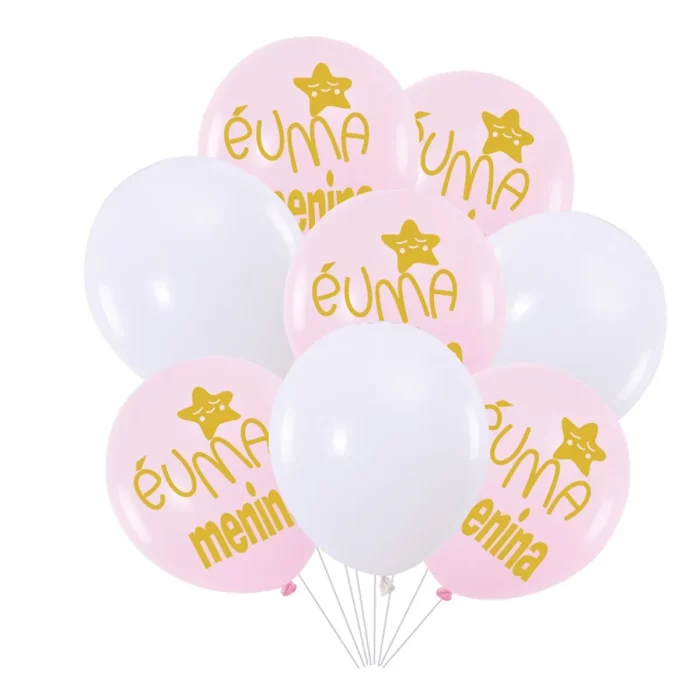 O kit inclui 8 balões coloridos perfeitos para aniversários de meninas ou revelações de gênero.Balões versáteis que podem ser usados em qualquer festa ou ocasião.Feitos com material de alta qualidade e durável