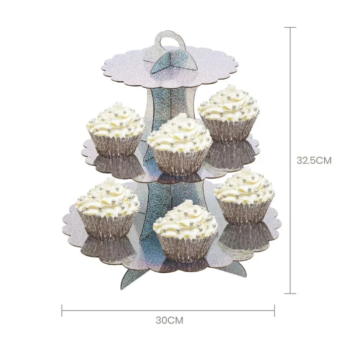 Elegante Suporte de Cupcakes Prateado