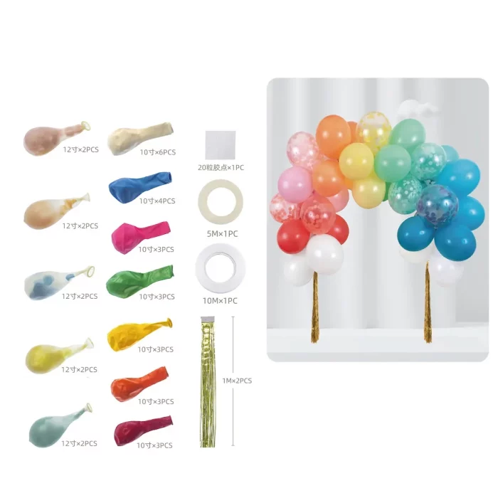Este kit contém uma guirlanda de 35 balões coloridos