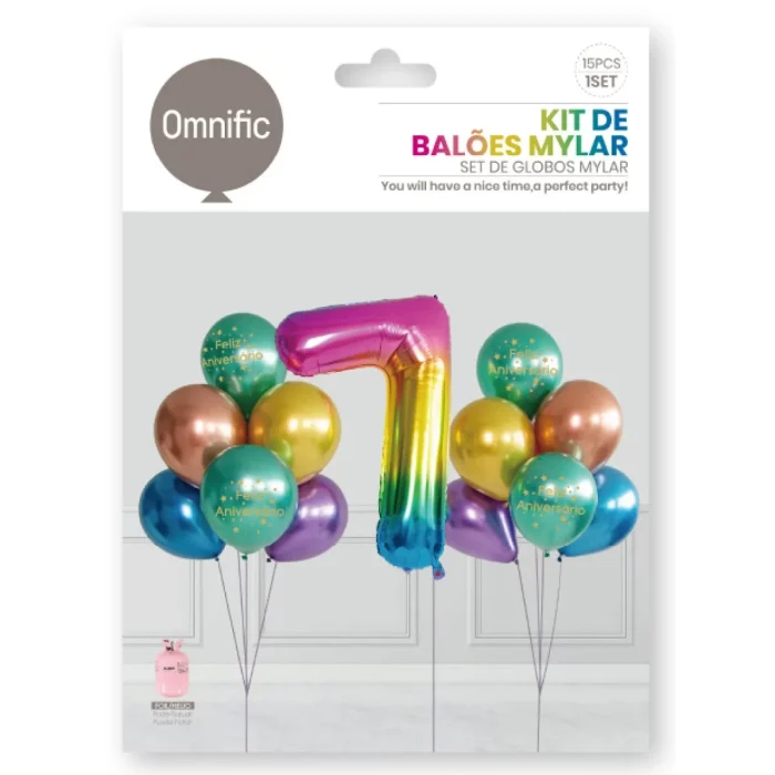 perfeitos para aniversários de 7 anos.Os balões têm um deslumbrante acabamento metálico