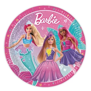 Este conjunto inclui 8 pratos Barbie de 23cm
