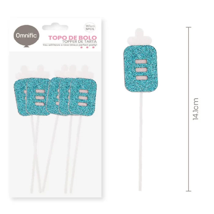 ideal para múltiplas utilizações.Apresenta um design em forma de garrafa de leite na cor azul.Tem tamanho de 14 cm