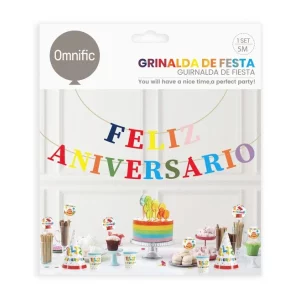 cada uma representando uma letra da frase 'Feliz Aniversário'.Ideal para festas temáticas e eventos especiais