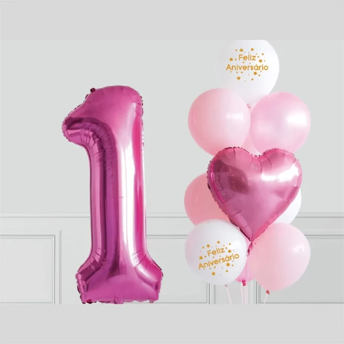 Este conjunto inclui 11 balões Mylar de alta qualidade na cor rosa