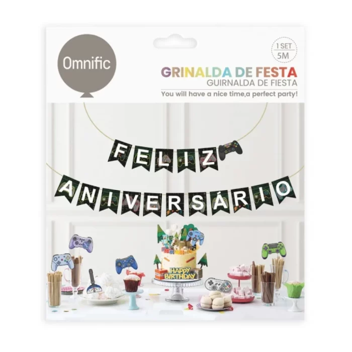 ideal para comemorações de aniversários e aniversários.As cores vibrantes da guirlanda adicionam um toque festivo e alegre às suas festas. Uma guirlanda alegre e colorida com 16 letras