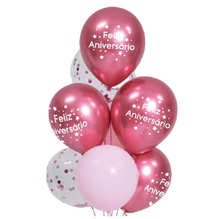 Pacote com 8 balões mylar rosa