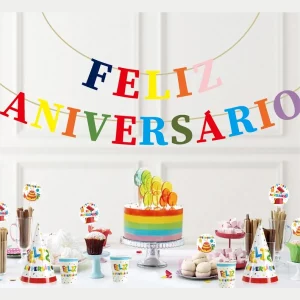 Grinalda vibrante e colorida para celebrar aniversários e aniversários.Pacote com 16 peças