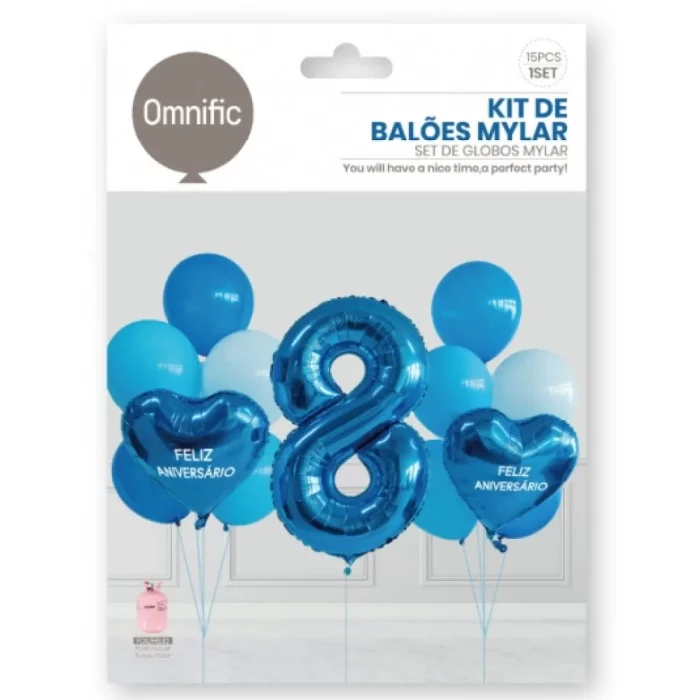 perfeito para grandes festas de aniversário.Cada balão apresenta uma coloração azul e branca única