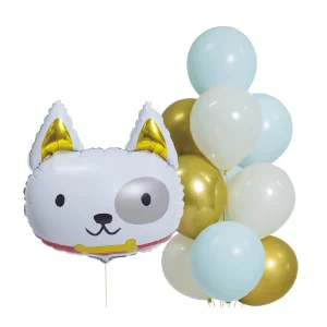 Este kit de balões Mylar para cães inclui 11 peças para alegrar qualquer festa.Os balões apresentam diferentes desenhos adoráveis de cães