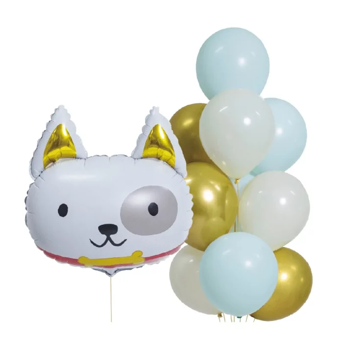 Este kit de balões Mylar para cães inclui 11 peças para alegrar qualquer festa.Os balões apresentam diferentes desenhos adoráveis de cães