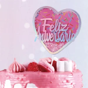 Design temático de 'Feliz Aniversário' em letra portuguesa