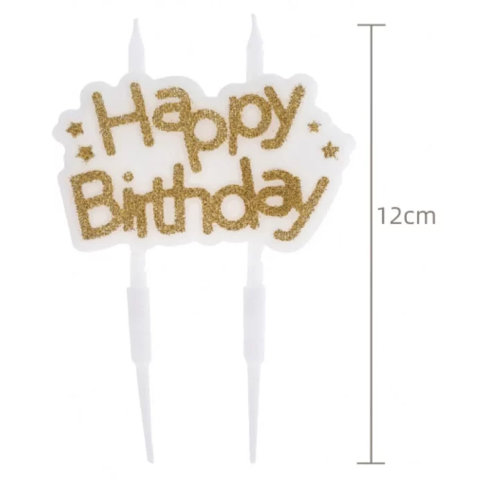 Design exclusivo com a forma 'Happy Birthday' proporcionando uma atmosfera festiva especial para comemorações de aniversários e aniversários.Esta vela dourada adiciona um toque elegante