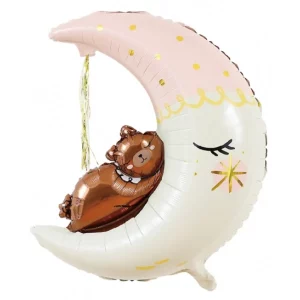 Este balão de foil é moldado como um encantador urso lua