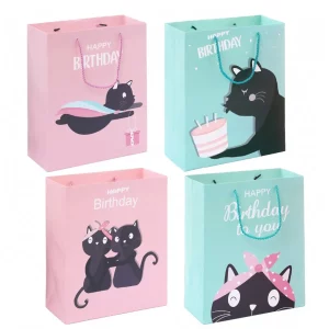 Ideal for birthday and anniversary celebrations. These colourful paper bags add a festive touch to any event.Bags feature a playful black cat design