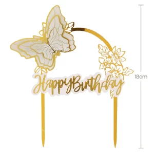 perfeito para decorar seu bolo de aniversário ou de aniversário.Destacado por lindas borboletas em inglês impressas