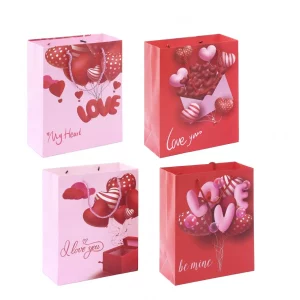 Sacola de presente perfeita para o Dia dos Namorados – nossa sacola de presente vermelha com balões é ideal para adicionar um toque especial aos seus presentes neste Dia dos Namorados.Tamanho prático e atraente - Com dimensões de 18cm x 10cm x 23cm