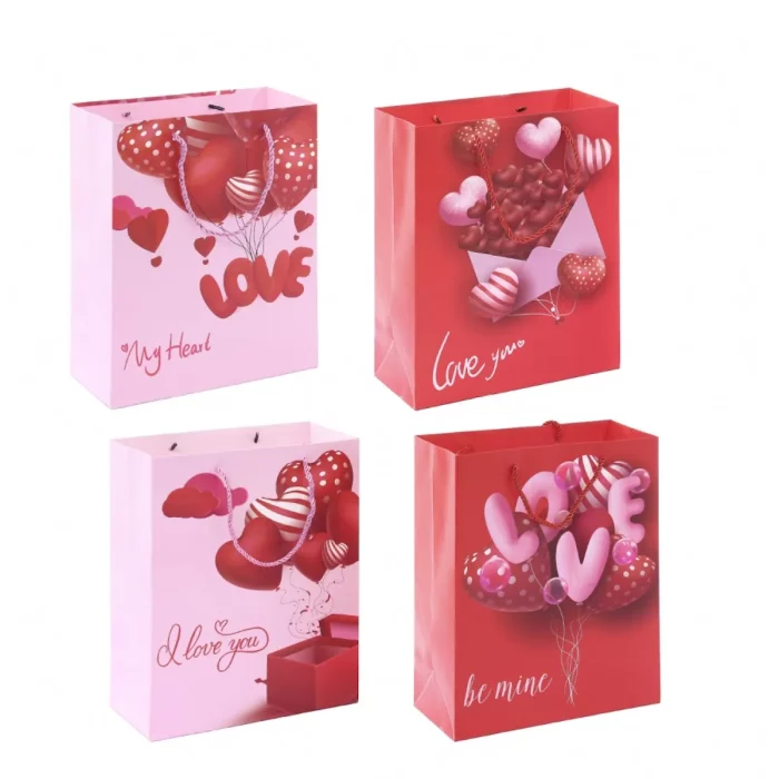 Sacola de presente perfeita para o Dia dos Namorados – nossa sacola de presente vermelha com balões é ideal para adicionar um toque especial aos seus presentes neste Dia dos Namorados.Tamanho prático e atraente - Com dimensões de 18cm x 10cm x 23cm