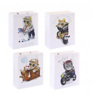 Saco de presente de papel prateado com design Lasercut