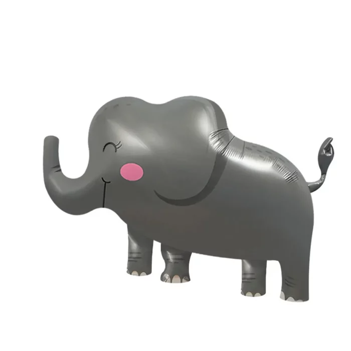 O balão de hélio em forma de elefante tem dimensões de 90cm x 40cm