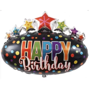 Balão de alto desempenho: nosso Balão Mylar estrela de 35 polegadas é perfeito para aniversários e outras celebrações.Cor vibrante: O balão apresenta um design preto elegante
