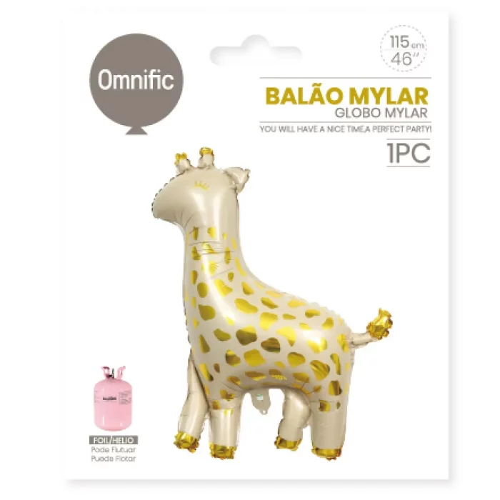 ideal para qualquer tipo de festa ou evento.O balão amarelo de girafa é feito de alumínio durável