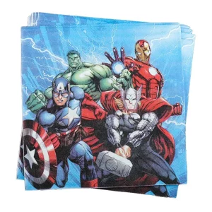 Pacote contém 20 guardanapos de papel azul de alta qualidade inspirados nos Vingadores para decorar e animar a sua festa.Cada guardanapo azul Vingadores mede 33cm x 33cm
