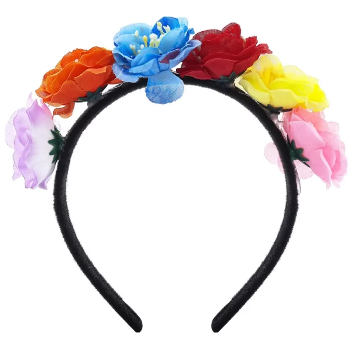 Esta bandolete de camélia colorida é um belo acessório para festas