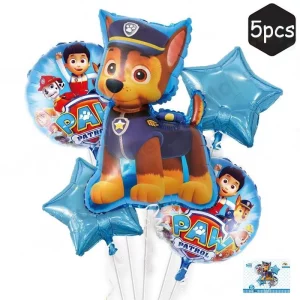 Pacote econômico: O pacote contém 5 balões de alumínio inspirados na personagem adorada Chase da Patrulha Canina.Cor atrativa: O Azul vibrante destes balões os torna ideais para festas temáticas de crianças. Kit de balões Chase da Patrulha Canina. 5 unidades em alumínio azul vibrante.